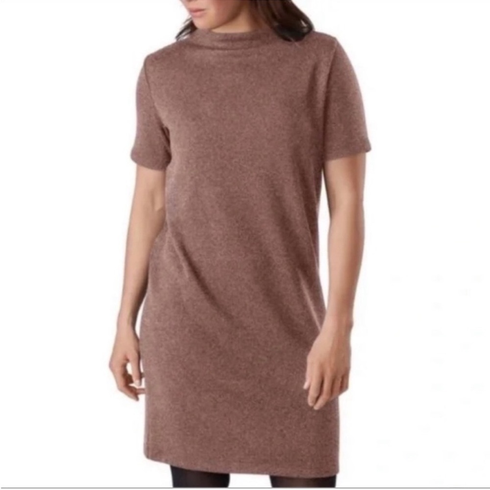 Arc’teryx Laina Dress Jute Heather Cream Short Sleeve Mock Neck Brown - Picture 2 of 10